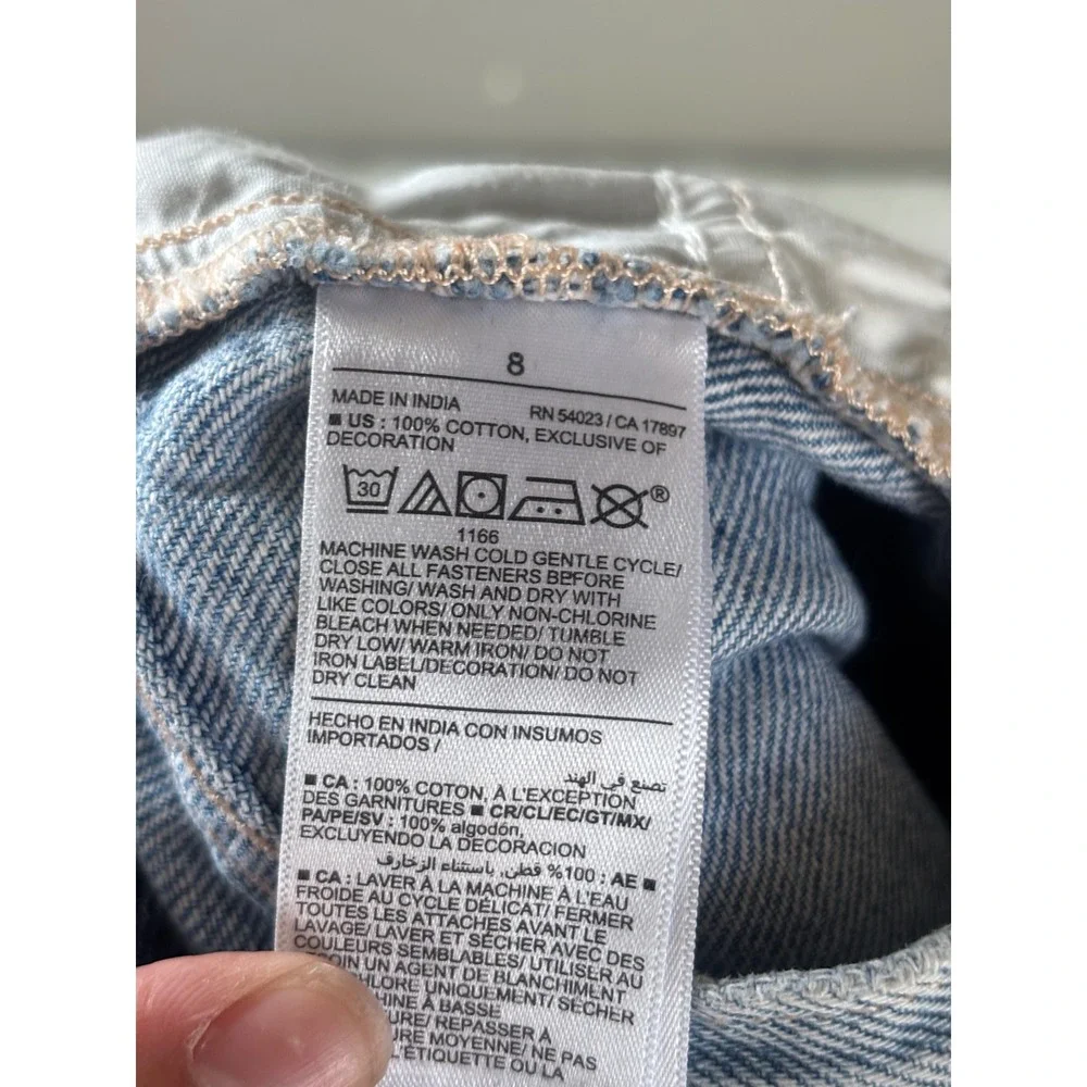 Old Navy Girls 8 High‎ Rise Built In Tough Denim Shorts Light Wash Flowers Raw